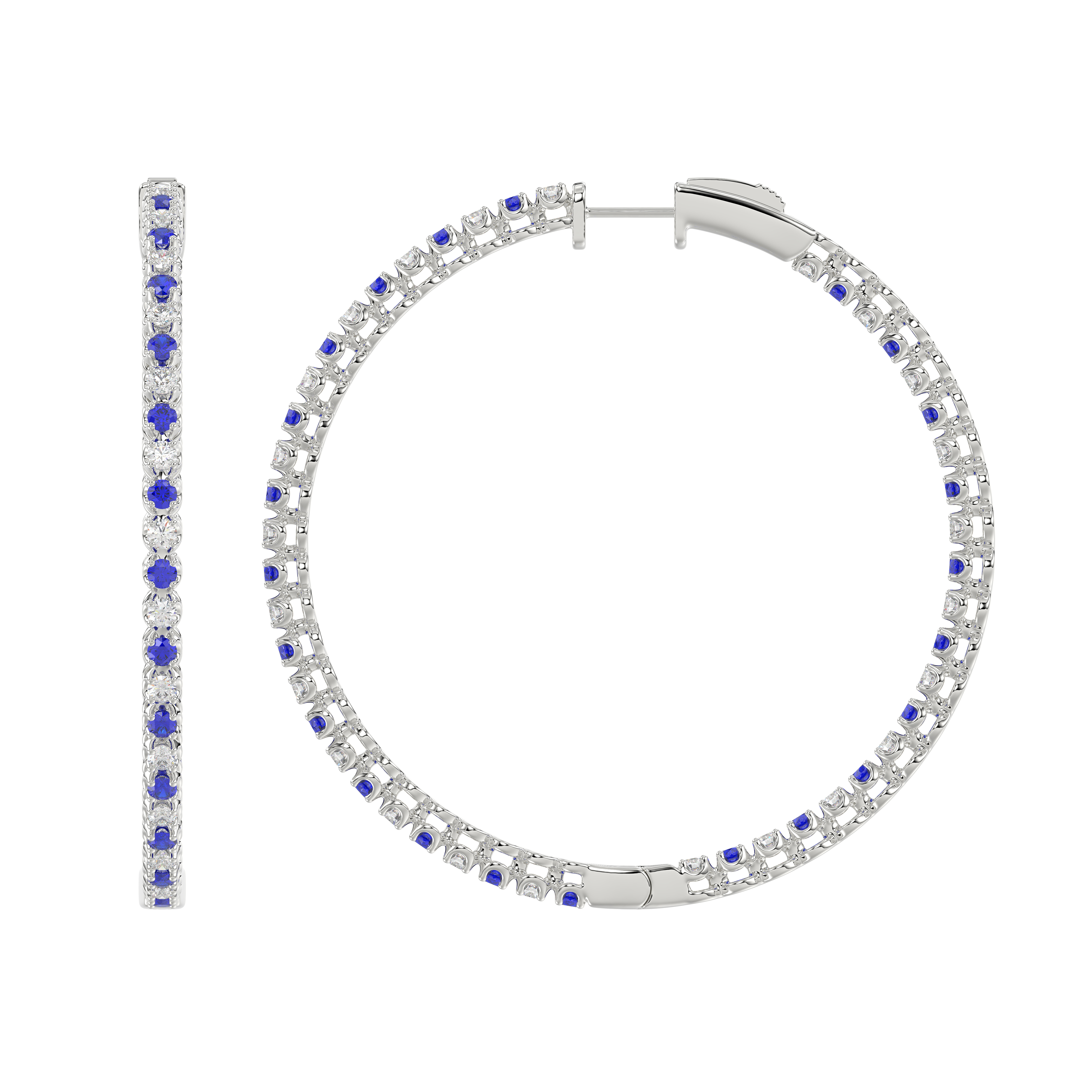 Lab Diamond & Lab Sapphire Inside-Out Hoop Earrings (49 mm)