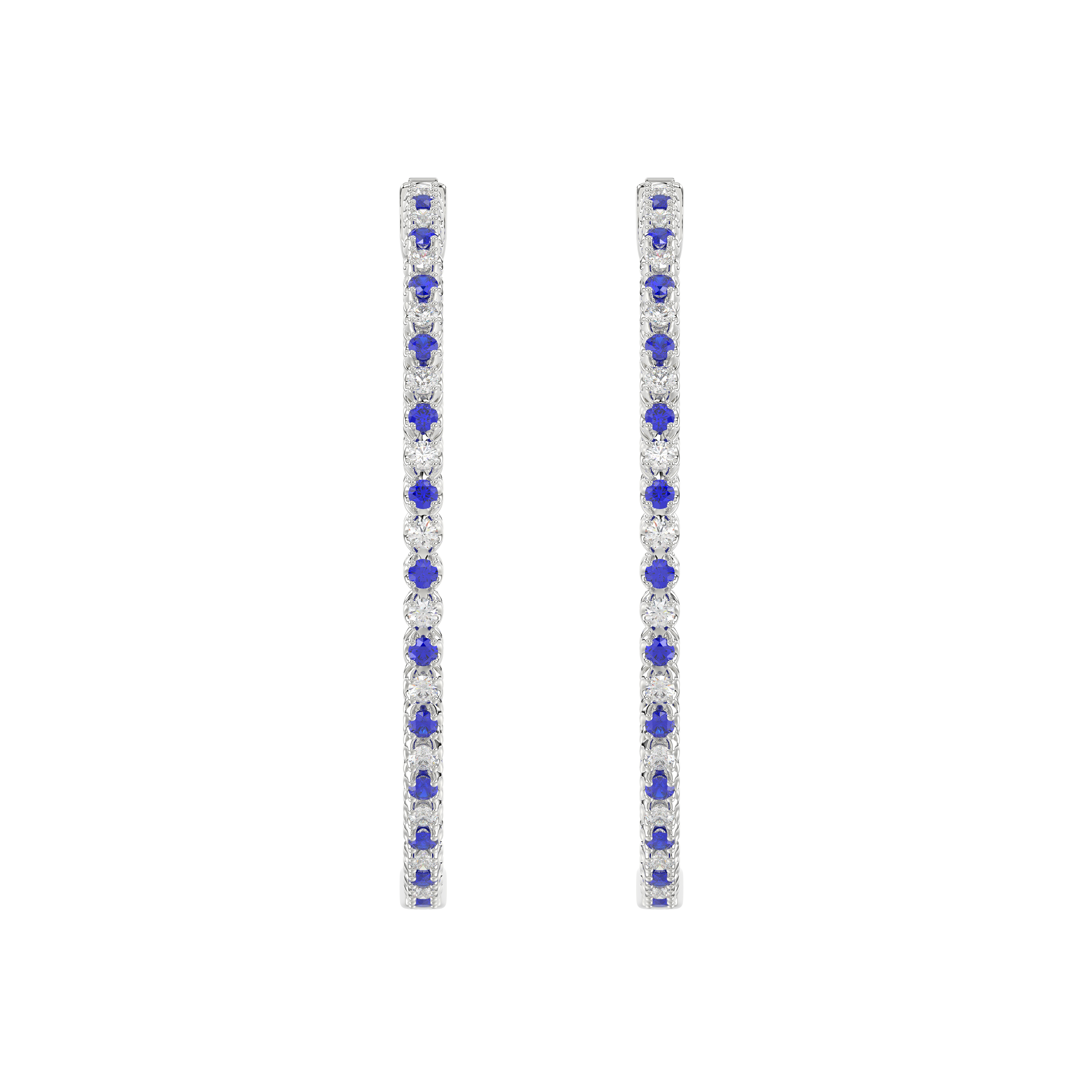 Lab Diamond & Lab Sapphire Inside-Out Hoop Earrings (49 mm)