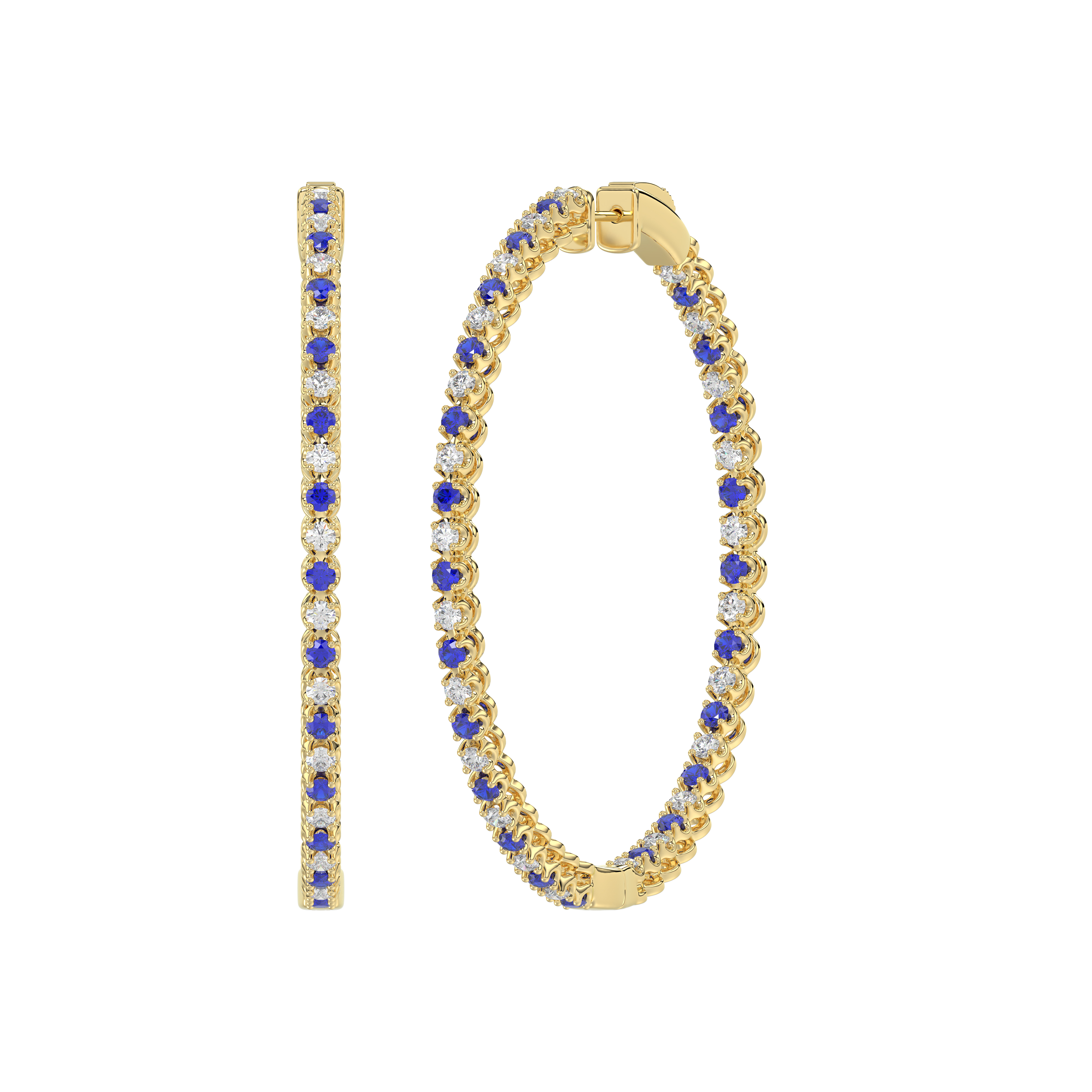 Lab Diamond & Lab Sapphire Inside-Out Hoop Earrings (49 mm)