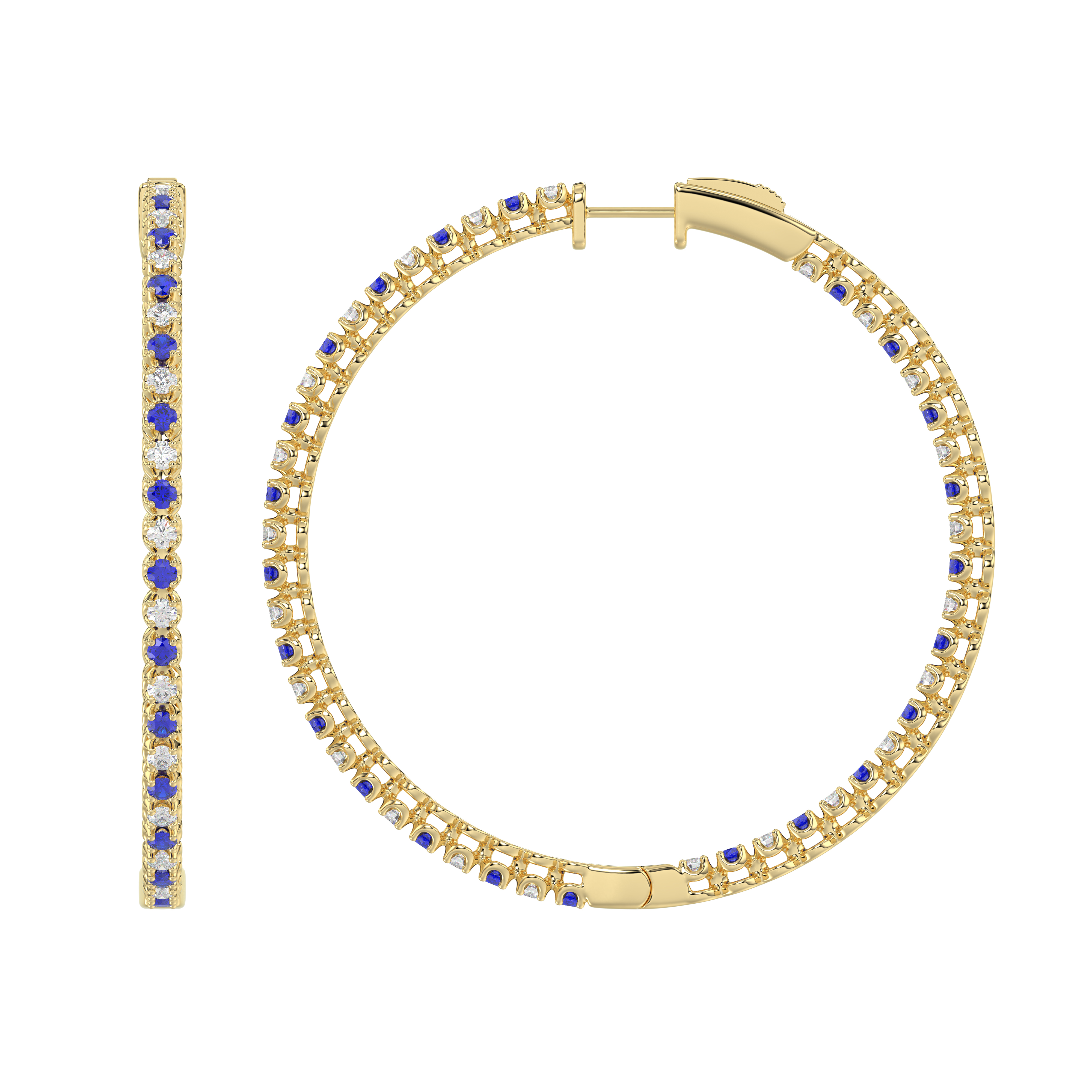 Lab Diamond & Lab Sapphire Inside-Out Hoop Earrings (49 mm)