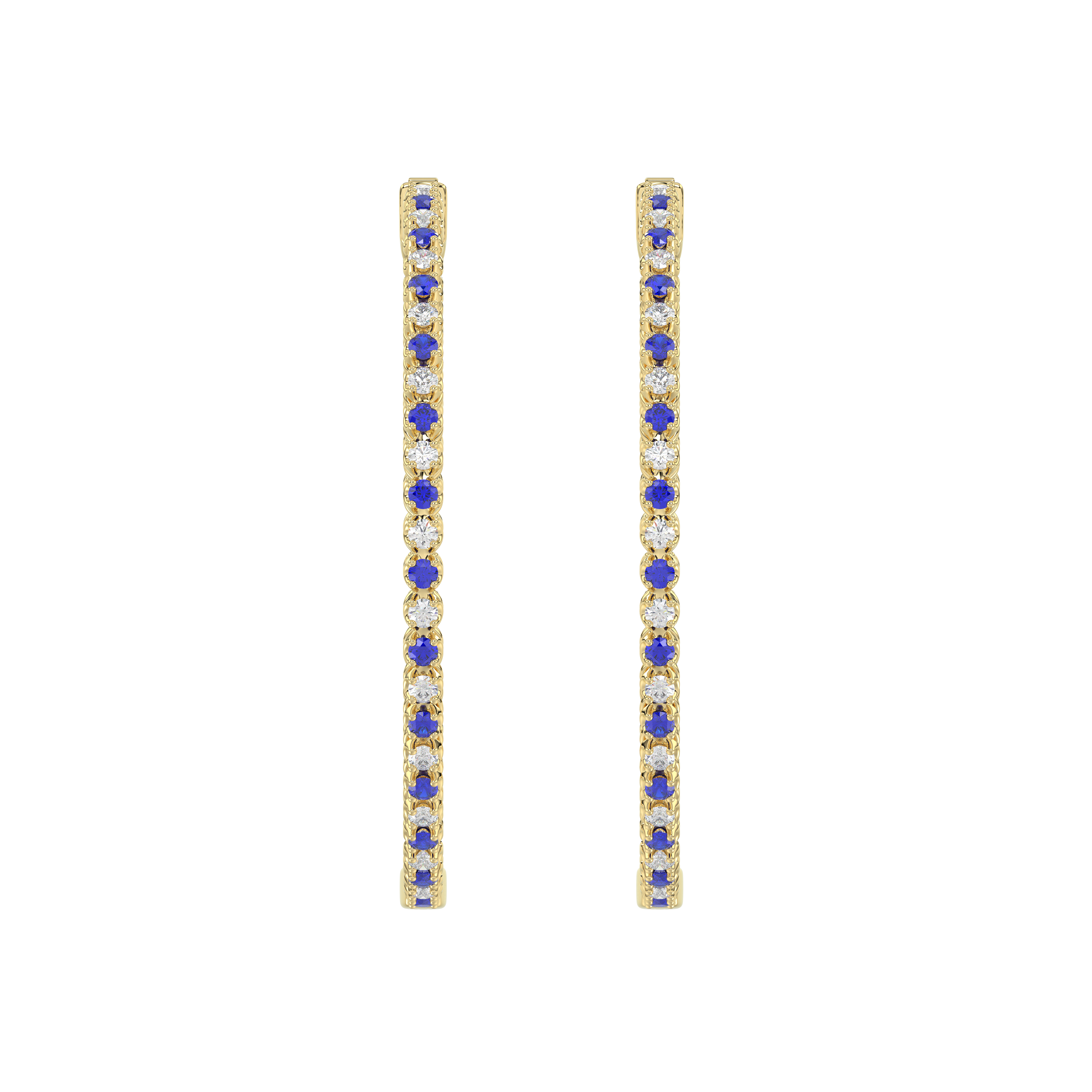 Lab Diamond & Lab Sapphire Inside-Out Hoop Earrings (49 mm)