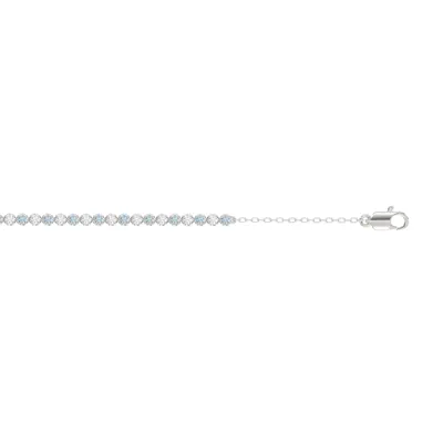 Blue & White Lab Diamond Silver Tennis Chain Bracelet (1 ct. tw.)