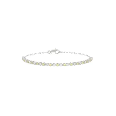 Yellow & White Lab Diamond Silver Tennis Chain Bracelet (1 ct. tw.)