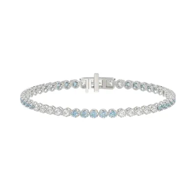 Blue & White Lab Diamond Silver Tennis Bracelet (3 ct. tw.)