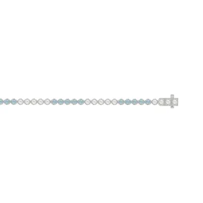 Blue & White Lab Diamond Silver Tennis Bracelet (3 ct. tw.)