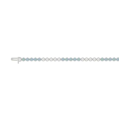 Blue & White Lab Diamond Silver Tennis Bracelet (3 ct. tw.)