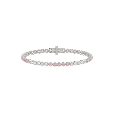 Pink & White Lab Diamond Silver Tennis Bracelet (3 ct. tw.)