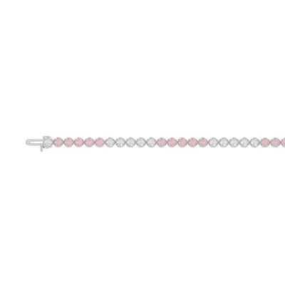 Pink & White Lab Diamond Silver Tennis Bracelet (3 ct. tw.)