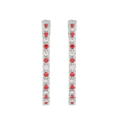 Lab Diamond & Lab Ruby Inside-Out Hoop Earrings (32 mm)