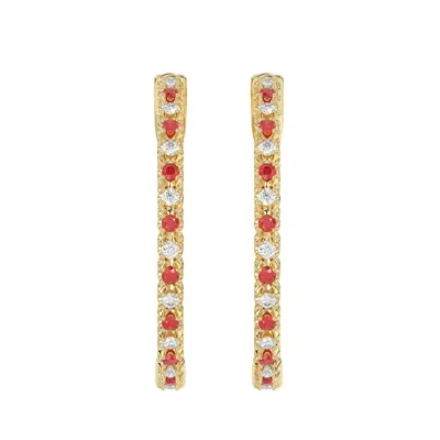 Lab Diamond & Lab Ruby Inside-Out Hoop Earrings (32 mm)