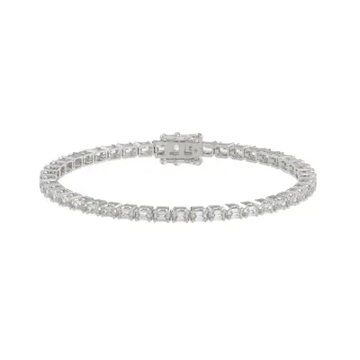 Emerald-Cut Lab Diamond Silver Tennis Bracelet (4.50 ct. tw.)