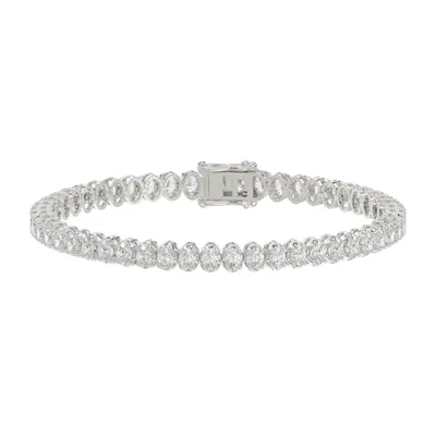 North-South Oval Lab Diamond Silver Tennis Bracelet (5 ct. tw.)