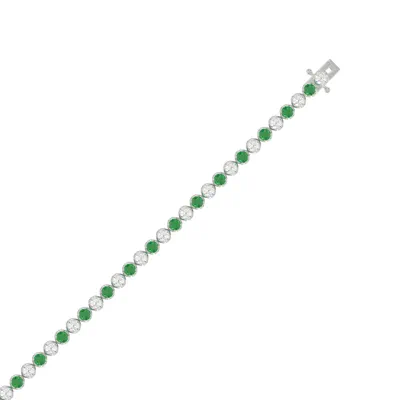 Lab Diamond & Lab Emerald Silver Tennis Bracelet