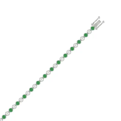 Lab Diamond & Lab Emerald Silver Tennis Bracelet