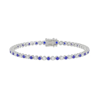 Lab Diamond & Lab Sapphire Silver Tennis Bracelet