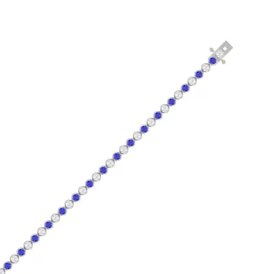 Lab Diamond & Lab Sapphire Silver Tennis Bracelet