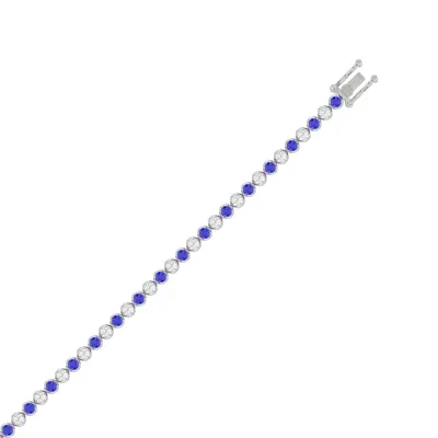 Lab Diamond & Lab Sapphire Silver Tennis Bracelet