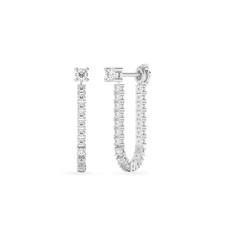 14K White Gold Convertible Lab Diamond Drop Earrings With Hoop Option (1 ct. tw.)