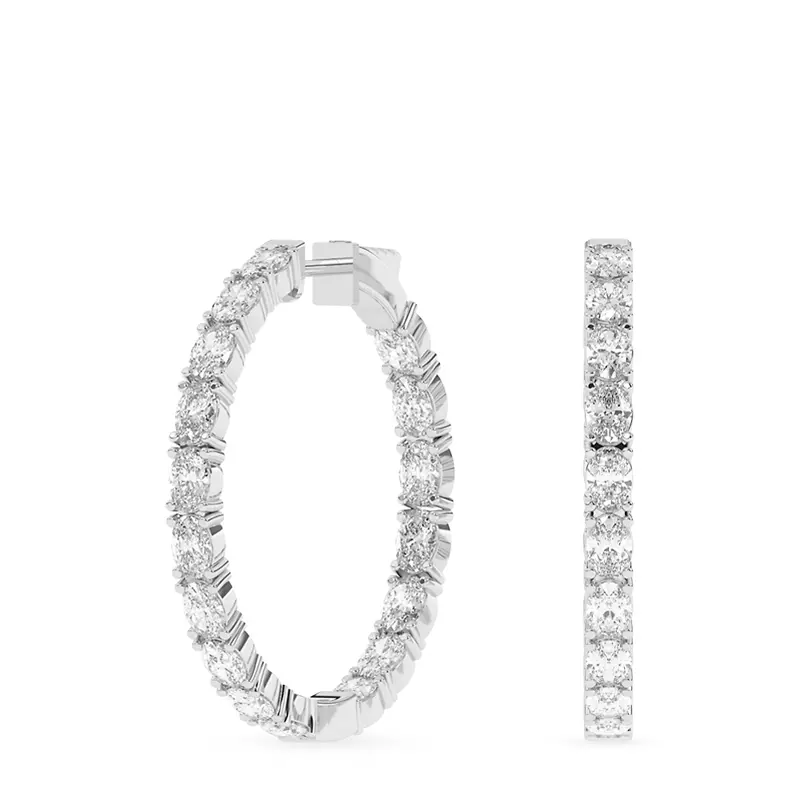 14K White Gold Oval Lab Diamond Inside-Out Hoop Earring (5 ct. tw.)