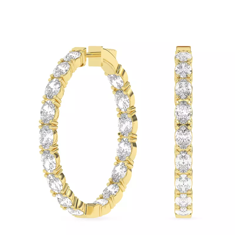 14K Yellow Gold Oval Lab Diamond Inside-Out Hoop Earring (8 ct. tw.)