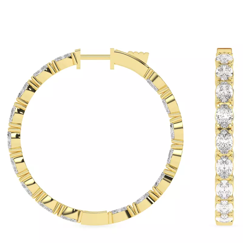 14K Yellow Gold Oval Lab Diamond Inside-Out Hoop Earring (8 ct. tw.)