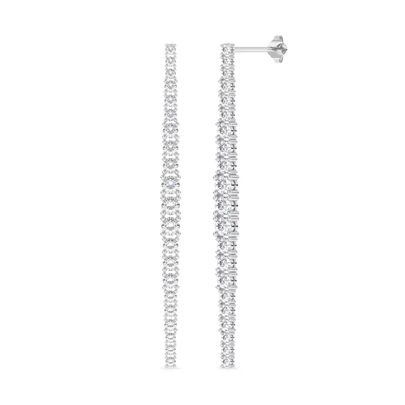 14K White Gold Graduated Lab Diamond Drop Earrings