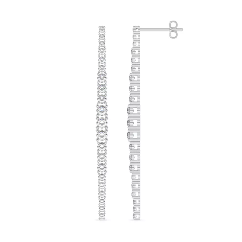 14K White Gold Graduated Lab Diamond Drop Earrings