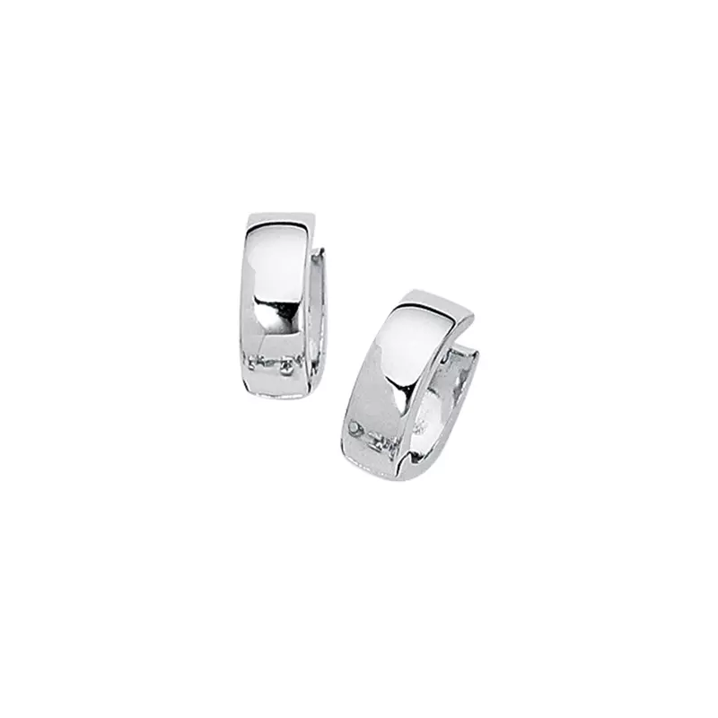 14K White Gold Petite Huggie Hoop Earrings (15mm)
