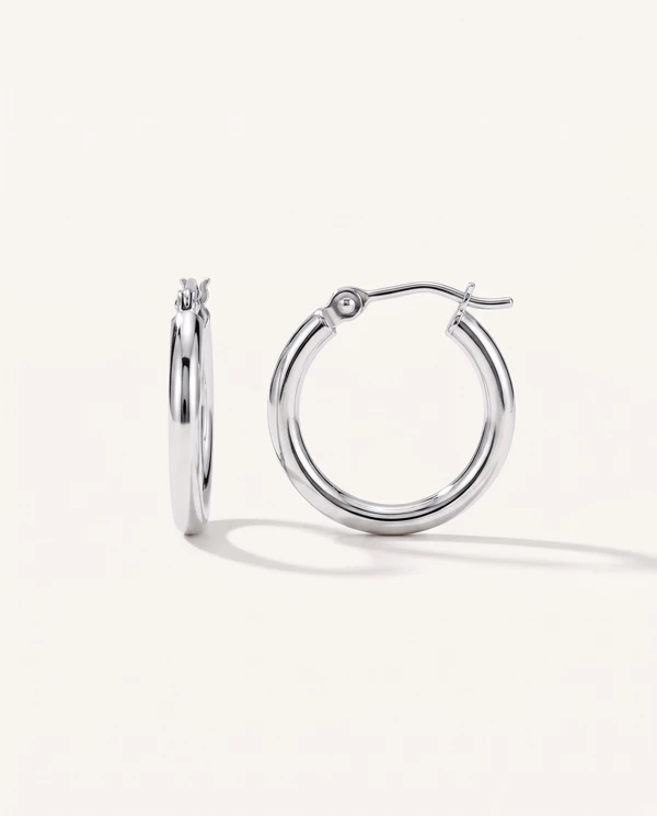 Diamond Earrings Classic Polished Gold Hoops (15mm)