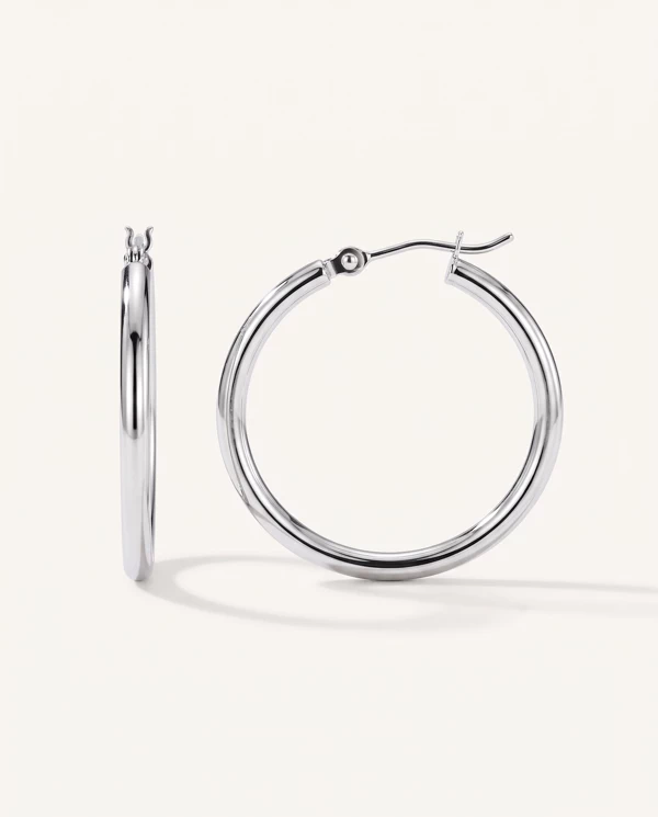 Setting Classic Polished Gold Hoops (25mm)