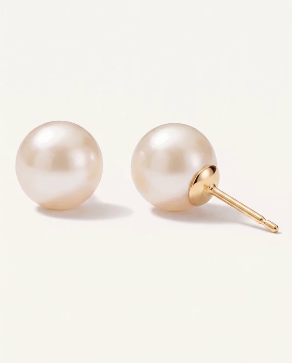 Diamond Earrings Freshwater Pearl Stud (11-12mm)