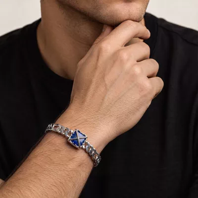 Double Arrow Lapis Curb Chain Bracelet by Off-White