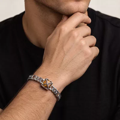 Double Arrow Tiger Eye Curb Chain Bracelet by Off-White