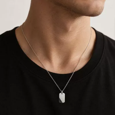 Black Diamond Accent Tag Necklace by Off-White