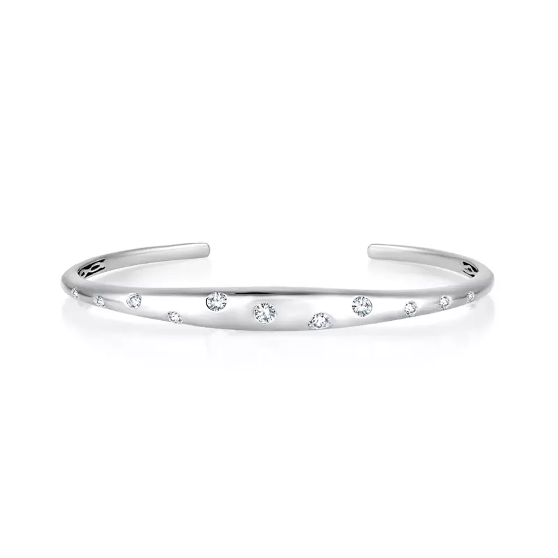 14K White Gold Orbit Diamond Bracelet