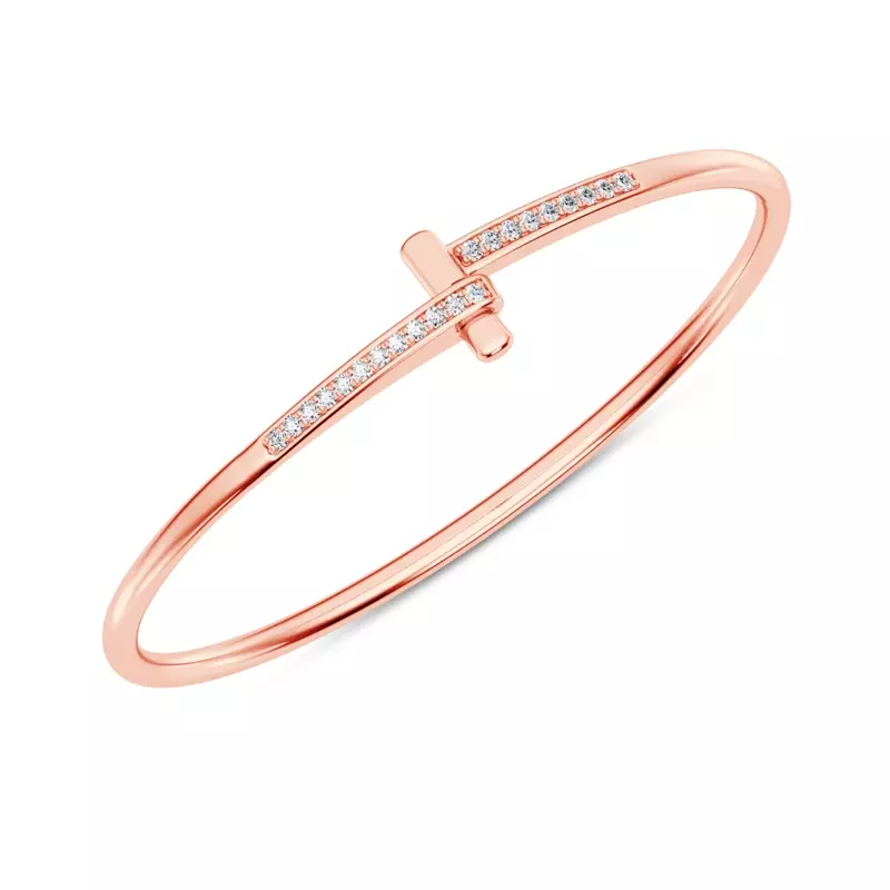 14K Rose Gold Diamond Love Knot Bracelet