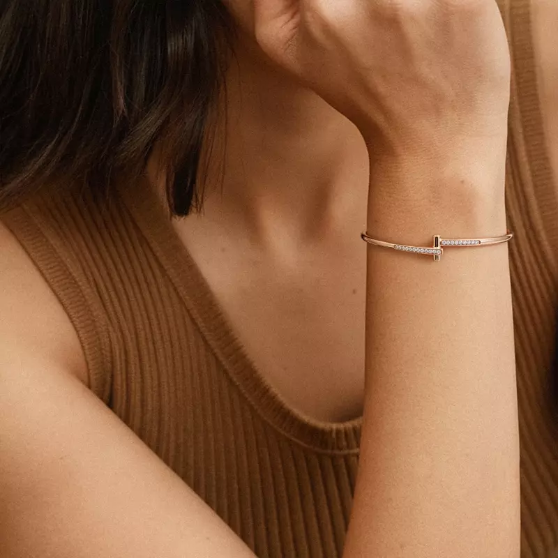 14K Rose Gold Diamond Love Knot Bracelet