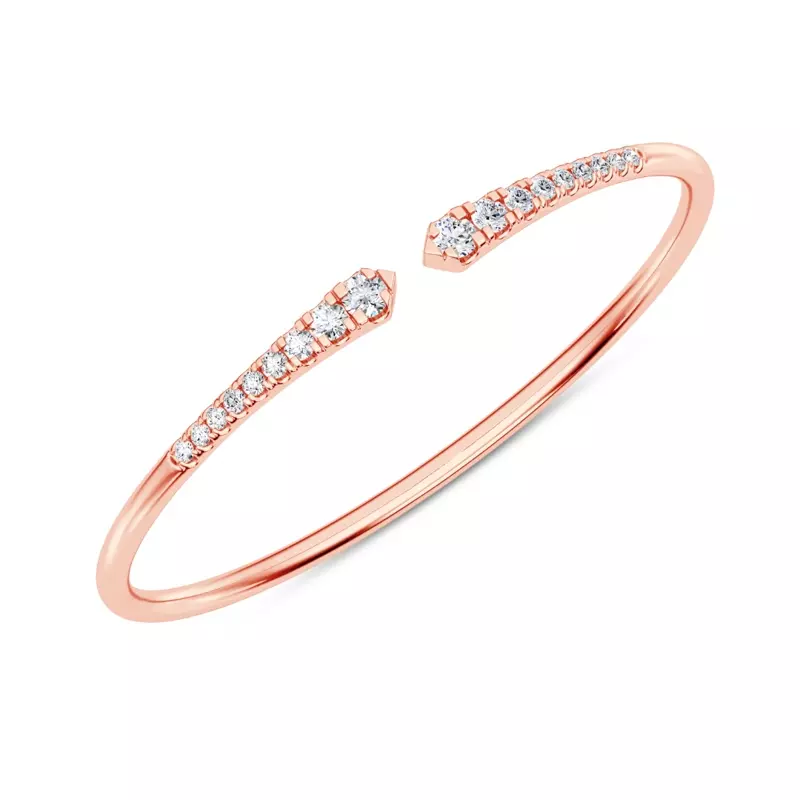 14K Rose Gold Open Cuff Diamond Bracelet