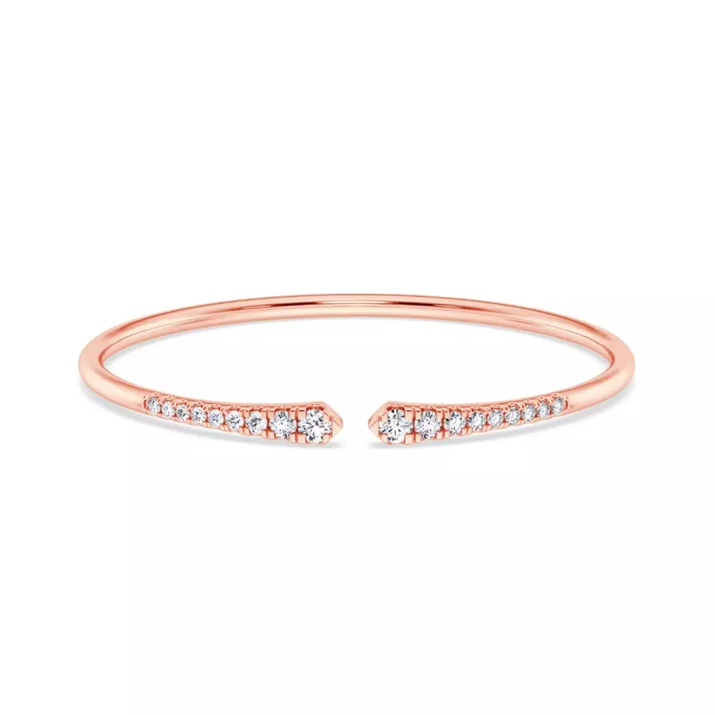 14K Rose Gold Open Cuff Diamond Bracelet