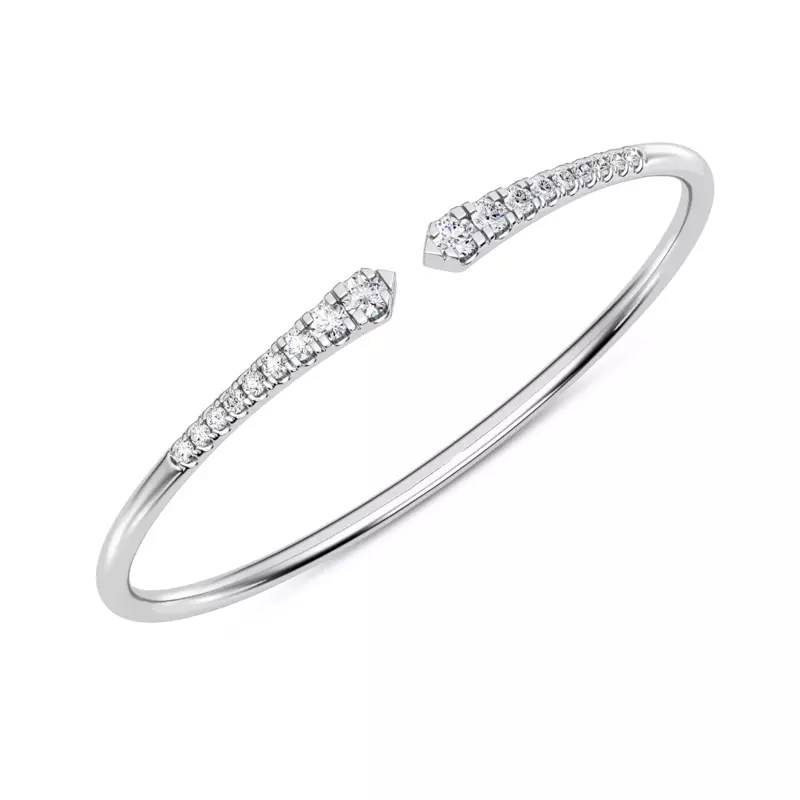 14K White Gold Open Cuff Diamond Bracelet
