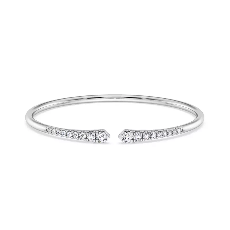 14K White Gold Open Cuff Diamond Bracelet