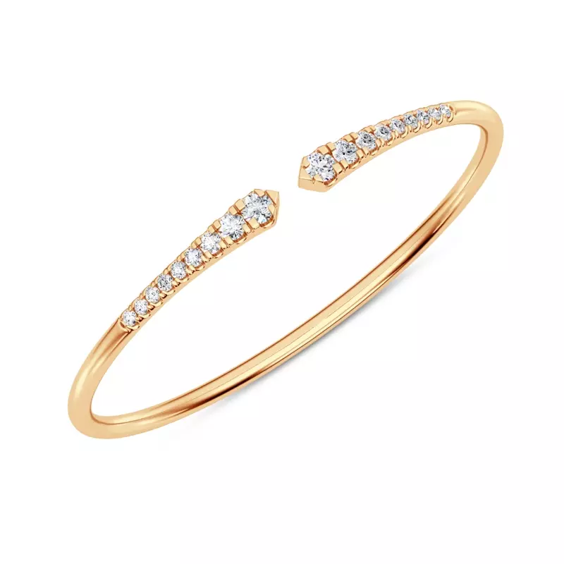 14K Yellow Gold Open Cuff Diamond Bracelet