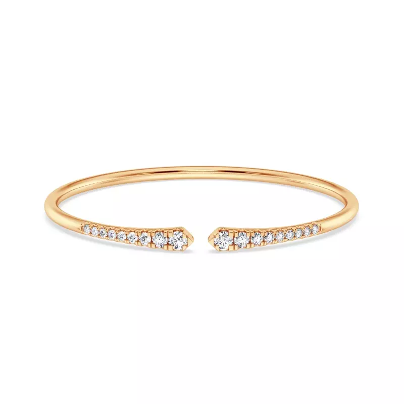 14K Yellow Gold Open Cuff Diamond Bracelet