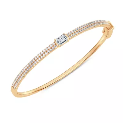 Double Row Emerald Diamond Bangle