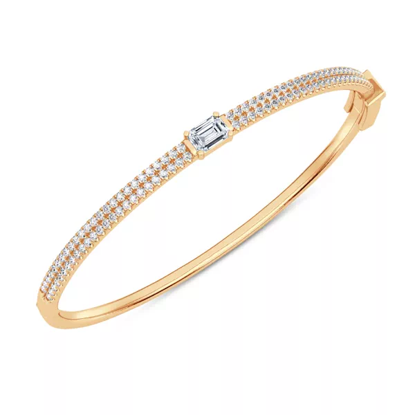 Double Row Emerald Diamond Bangle