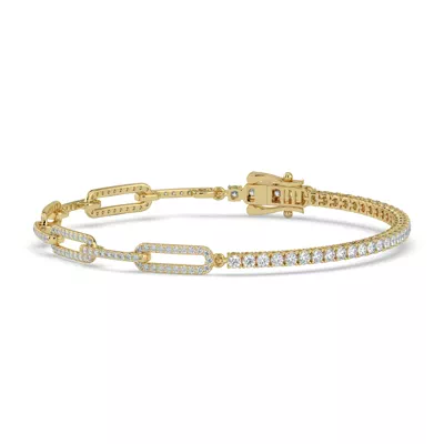 Pavé Paperclip & Tennis Lab Diamond Bracelet