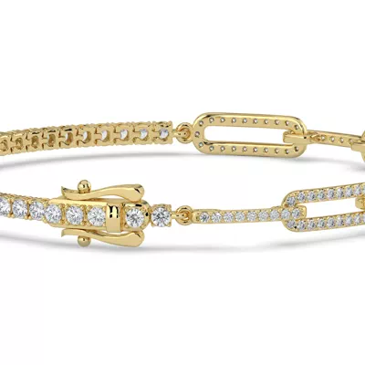 Pavé Paperclip & Tennis Lab Diamond Bracelet