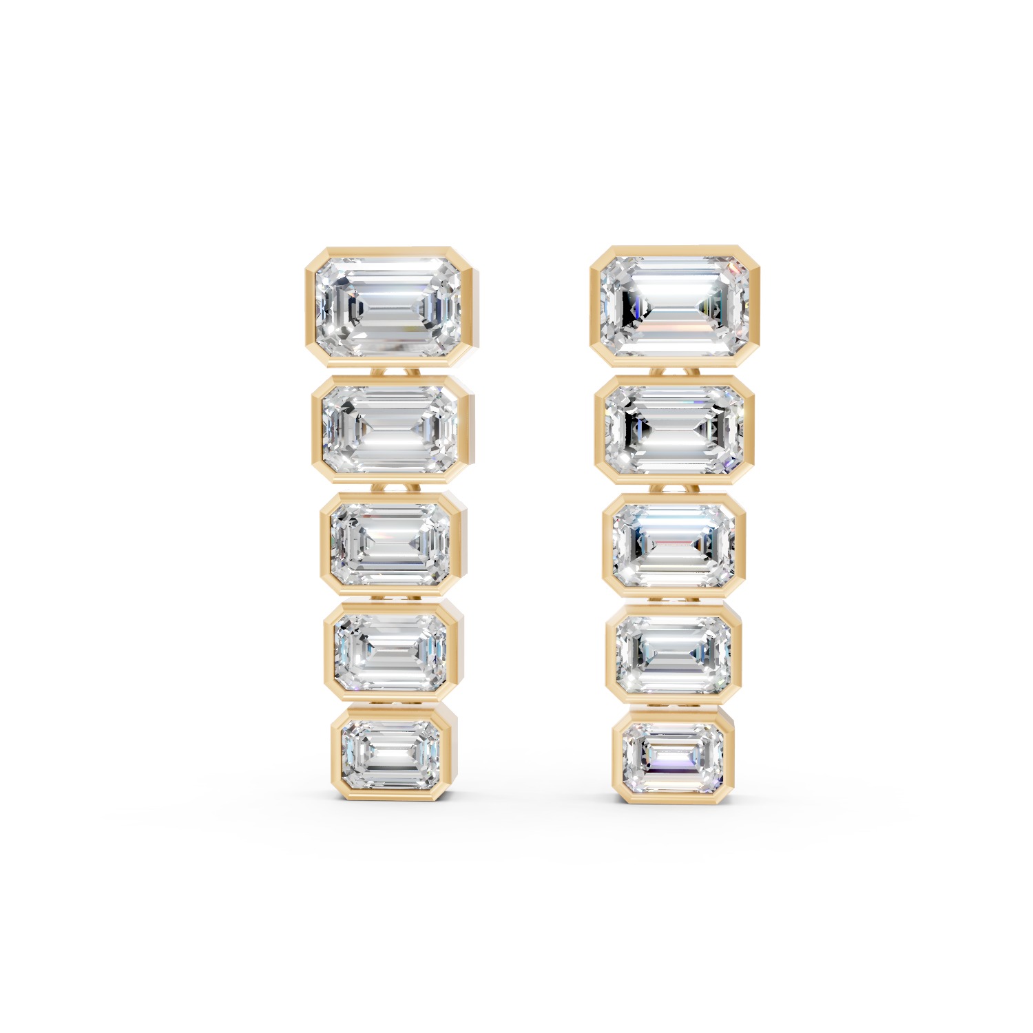 Graduated Emerald Lab Diamond Bezel Drop Earrings