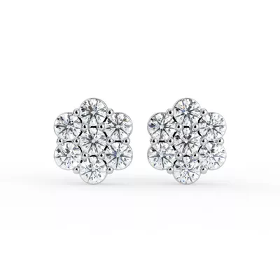 Lab Diamond Flower Cluster Stud Earrings