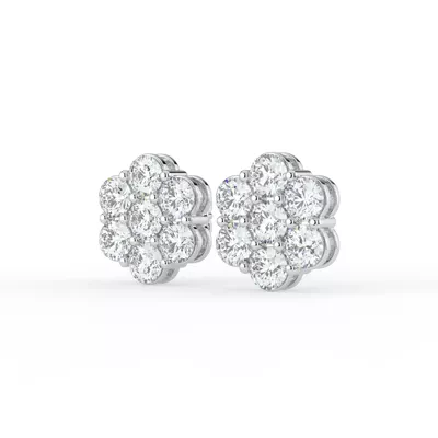 Lab Diamond Flower Cluster Stud Earrings